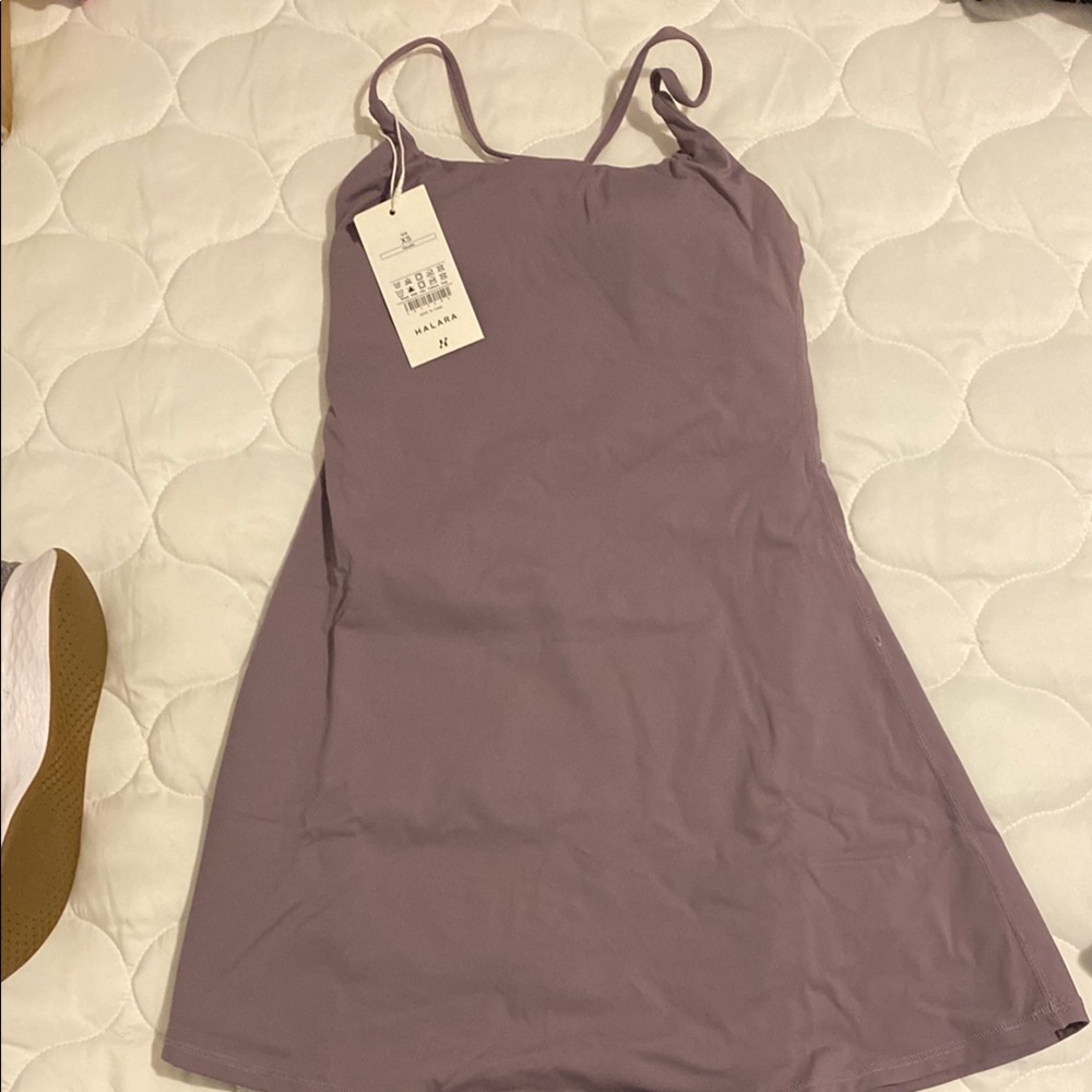 Halara Gray Dress with built in shorts and pockets